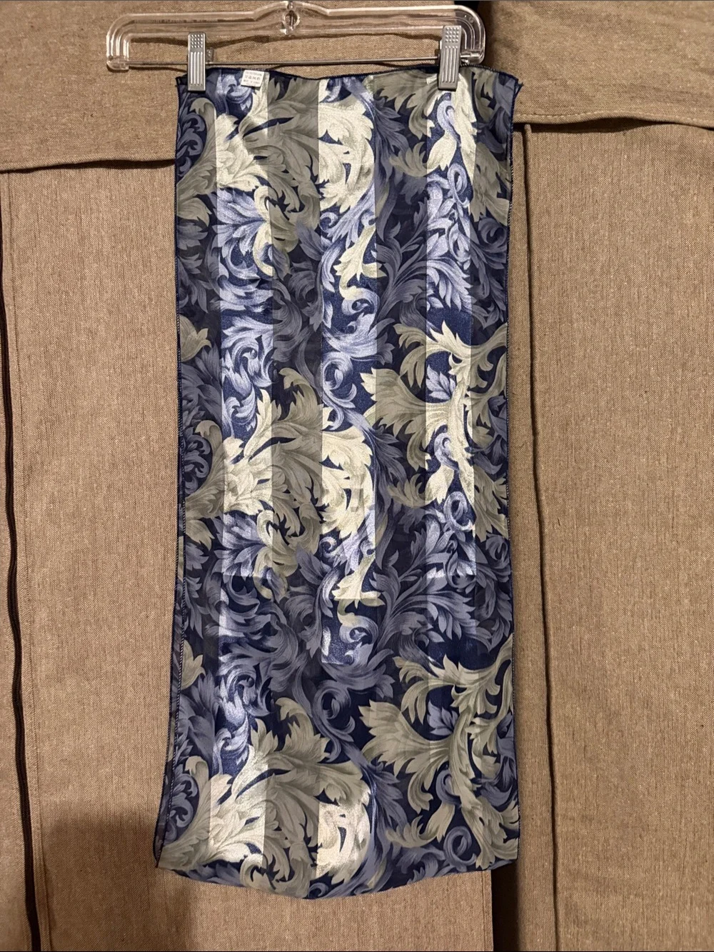 Women’s Blue and Cream Patterned soft and silky scarf